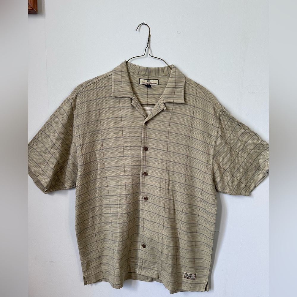 Vintage Tommy Bahama Men's Beige Plaid Shirt